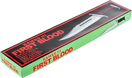 Miniatura 3 de Rambo Knife First Blood Part 3 - Cuchillo táctico de caza con funda de cuero, color plateado