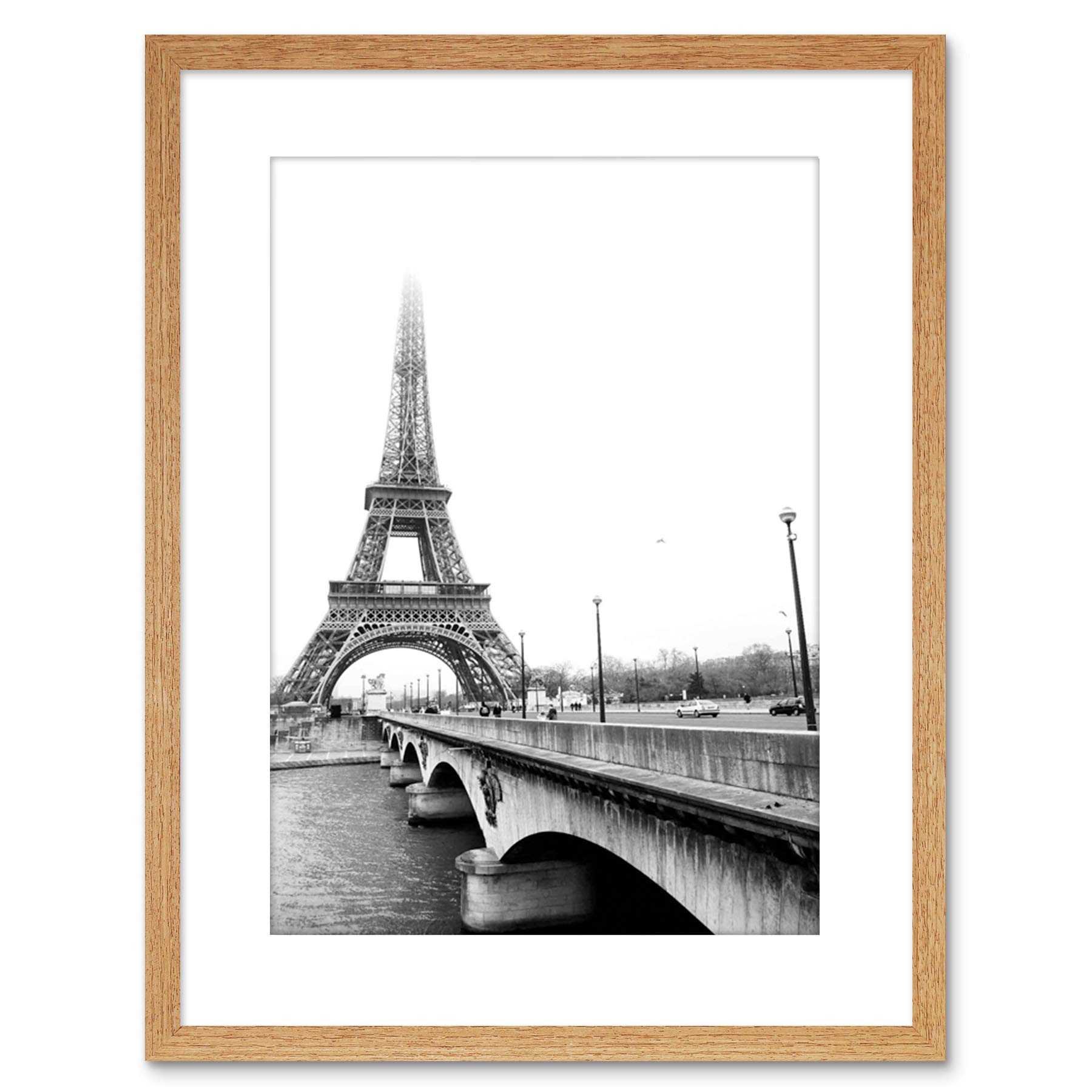 Wee Blue Coo Photo Landmark Eiffel Tower Paris Misty B&W Framed Wall Art Print