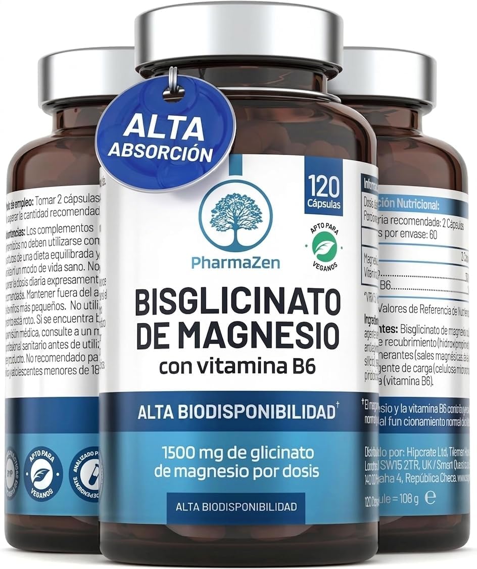 Bisglicinato de Magnesio 1500 mg con vitamina B6 - Sueño y energía