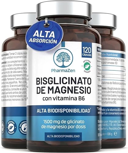 Bisglicinato de magnésio 1500 mg - Sono e energia - 300 mg de magnésio puro com 