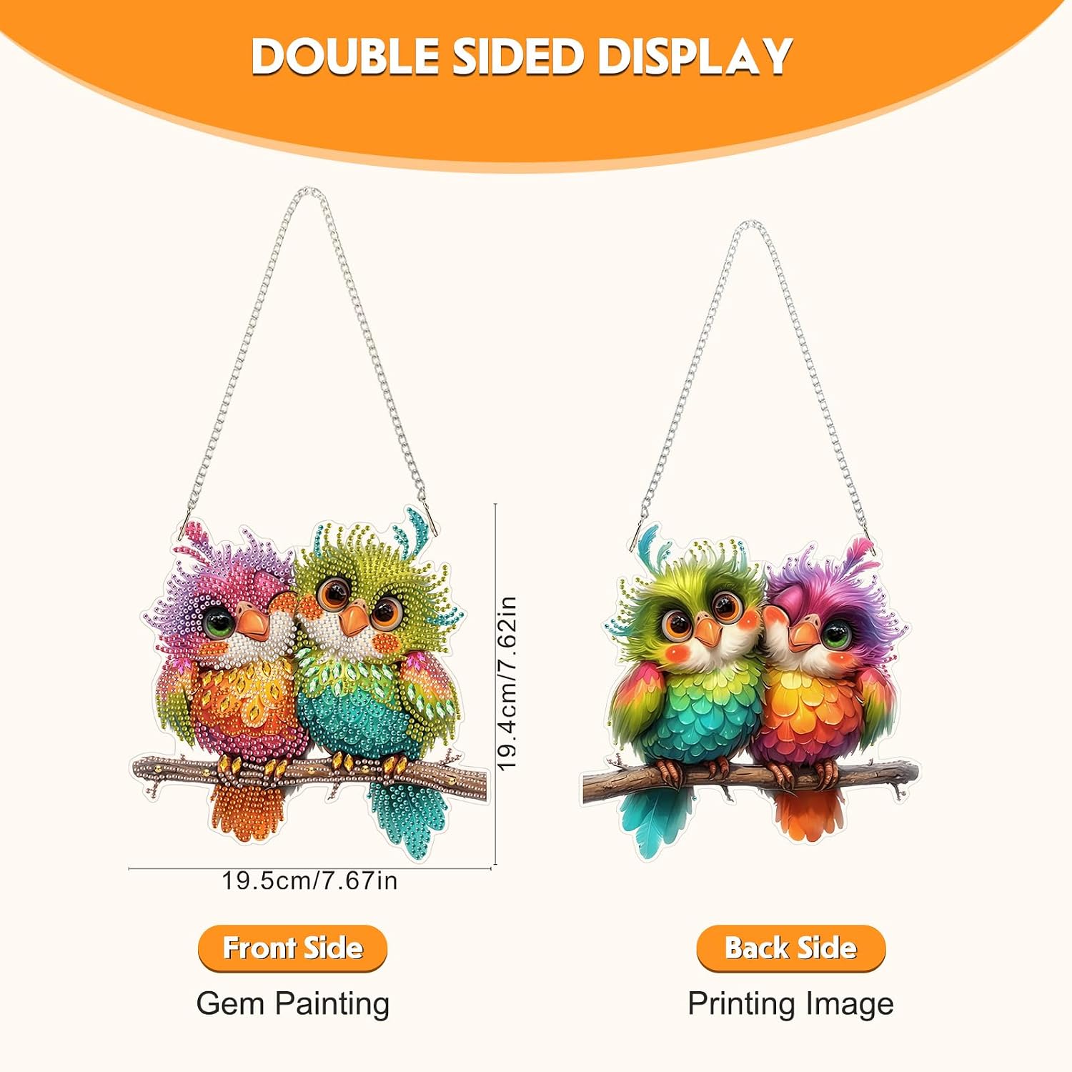 NEWENMO Diamond Art Kit for Adult, Funny Birds, Diamond Art Painting Double Sided Window Pendants for Home Garden Wall Hanging, DIY Special Shaped Gem Hanging Ornaments, Colorful Birds image 2