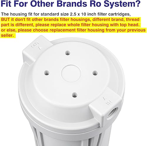 Miniatura 5 de Geekpure Carcasa de filtro de agua de ósmosis inversa de 10 pulgadas para sistema de filtración RO -14" puerto-2.5"