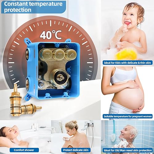 Miniatura 3 de Backnets Sistema de ducha negro mate de montaje en techo de 16 pulgadas con rociadores de cuerpo encendidoapagado de alta presión, sistema de grifo