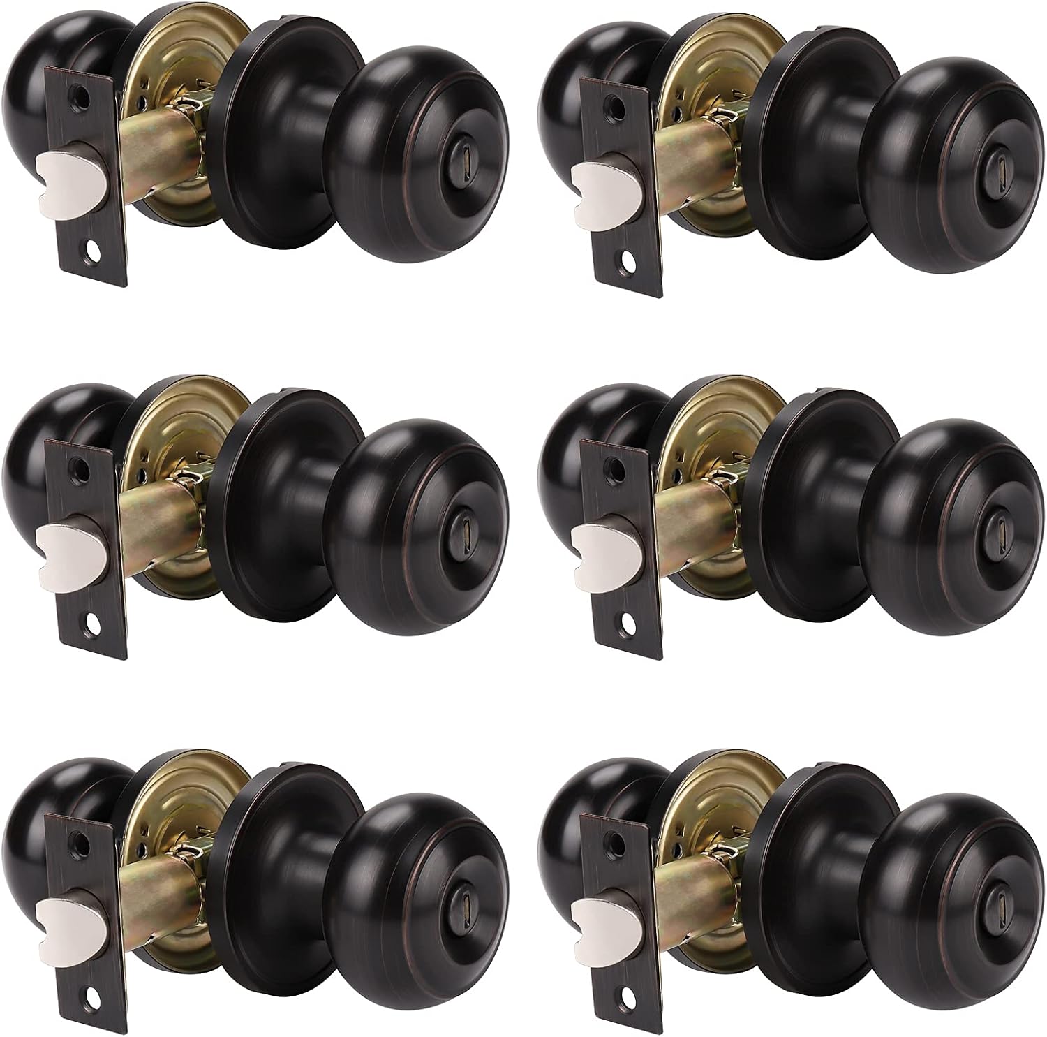 Authеntіс Crаzу Dеаlѕ 6 Pack Probrico Interior Bathroom Privacy Keyless Doorknobs Door Lock Lockset 609-ORB-BK in Oil Rubbed Bronze