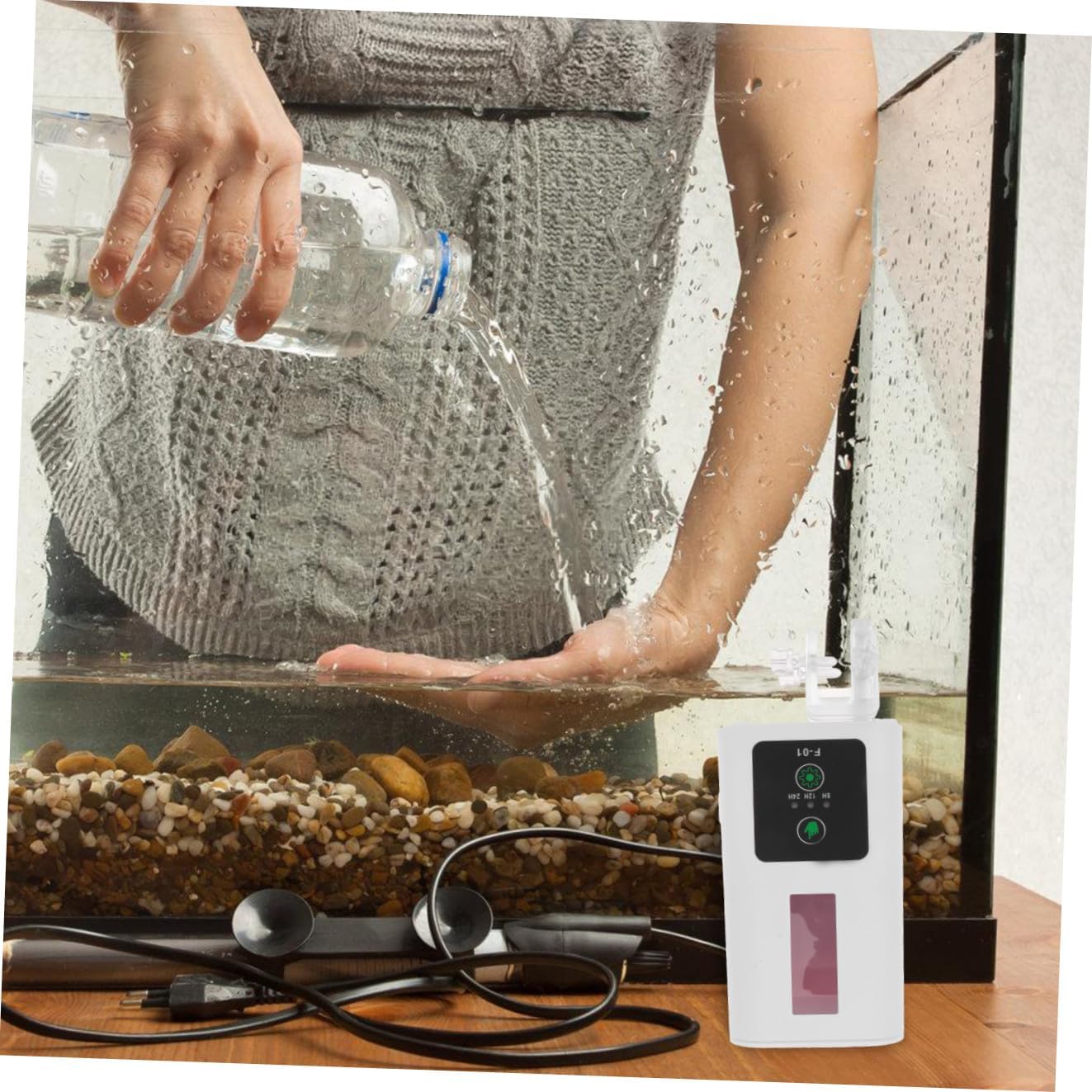Happyyami Automatic Fish Tank Feeder with Timer for Aquarium and Turtle Feeding Portable Aquarium Accessories Fish Feeder Tool