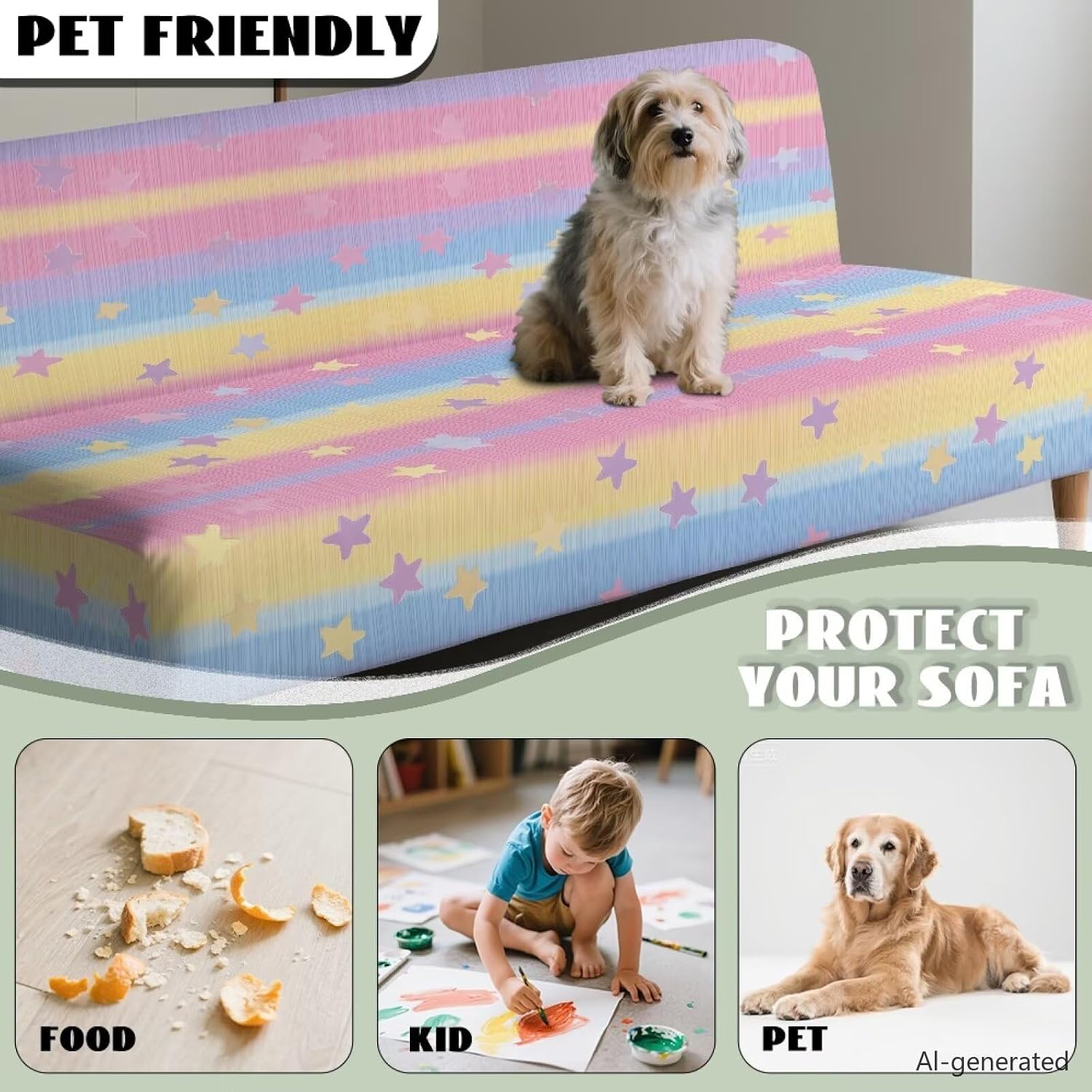 Dustproof Armless Futon Sofa Cushion Covers for Living Room