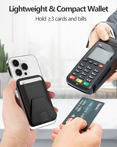 Miniatura 4 de Miroddi Soporte magnético para cartera, soporte magnético para tarjetas y soporte ajustable, 3 tarjetas y billetes adicionales, acceso para el
