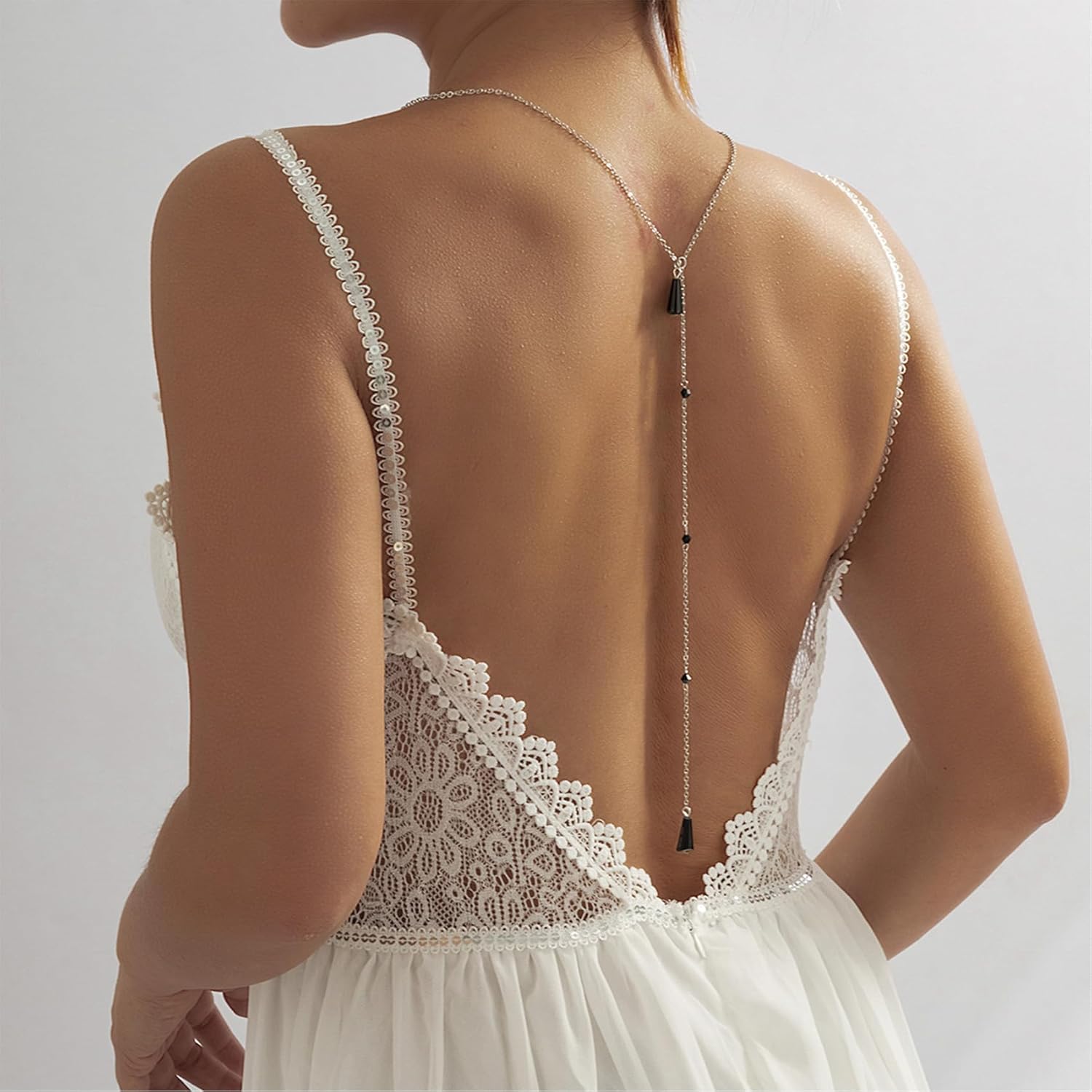 Sexy Back Chain for Women Bridal Wedding Backdrop Necklaces Crystal Pearl Back Necklace for Backless Dress Simple Summer Body Chain Jewelry - Image 2
