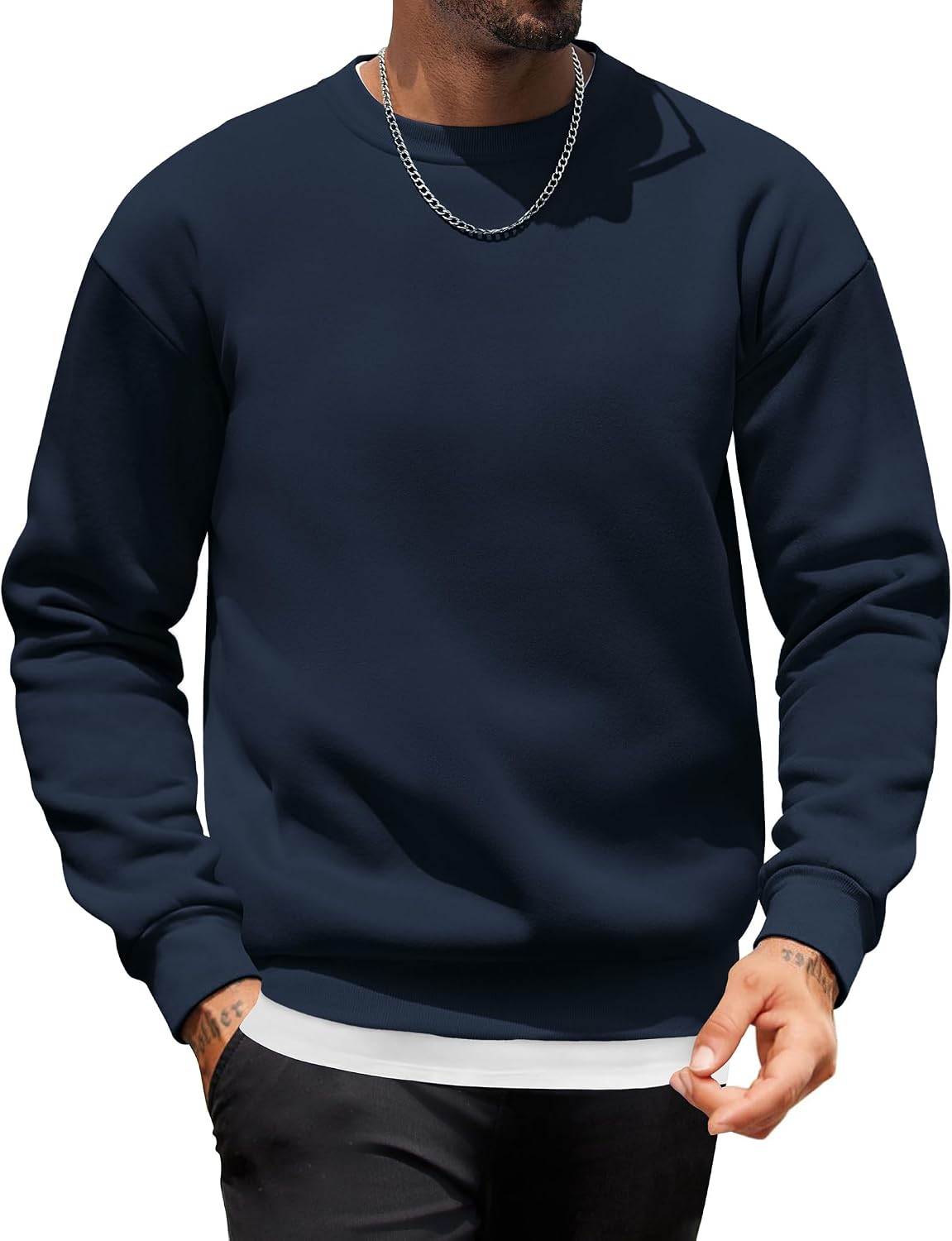 COOFANDY Men's Crewneck Sweatshirts Long Sleeves Fleece Sweatshirts Thermal Casual Pullover Shirt