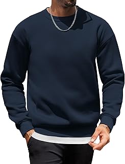 Men's Crewneck Sweatshirts Long Sleeves Fleece Sweatshirts Thermal Casual Pullover Shirt