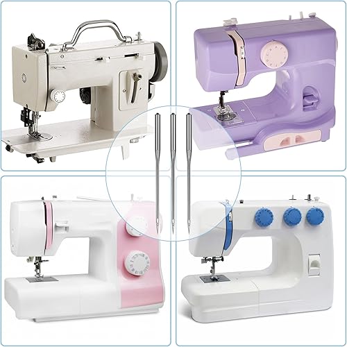 Miniatura 6 de 50 agujas de máquina de coser de tamaño universal 9014, agujas de máquina de coser resistentes para bordar jeans de cuero, compatibles con tipos de