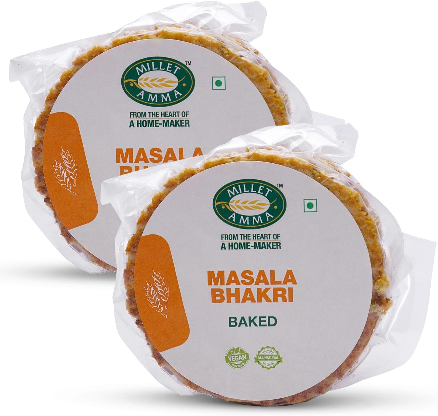 Millet Amma Baked Masala Bhakhri - 360 Gms | (Pack of 2 - Each 180 Gms) | Ready to Eat | Best Choice for Snack Time, Parties & Events | Healthy Traditional Gujarati Snacks