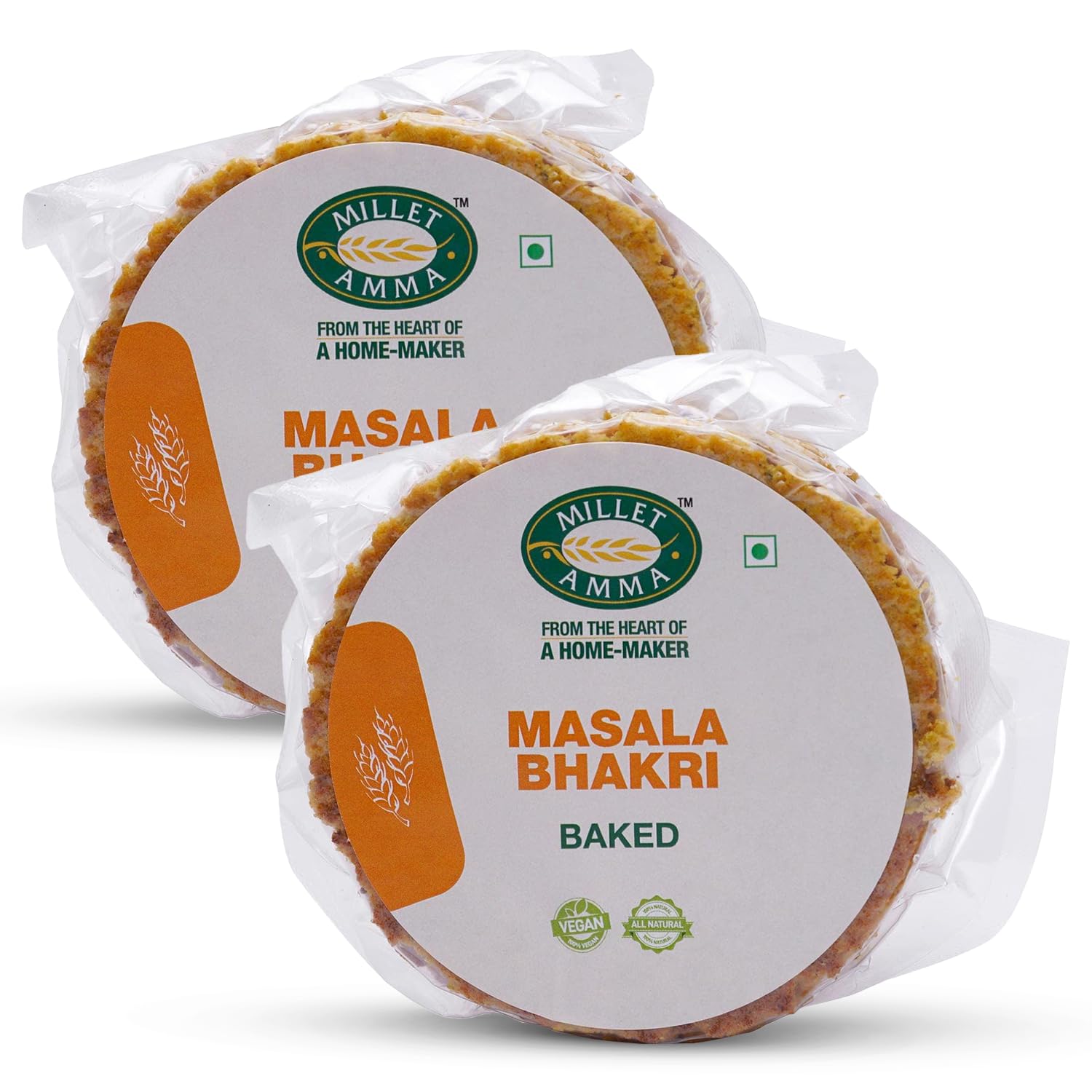 Millet Amma Baked Masala Bhakhri - 360 Gms | (Pack of 2 - Each 180 Gms) | Ready to Eat | Best Choice for Snack Time, Parties & Events | Healthy Traditional Gujarati Snacks