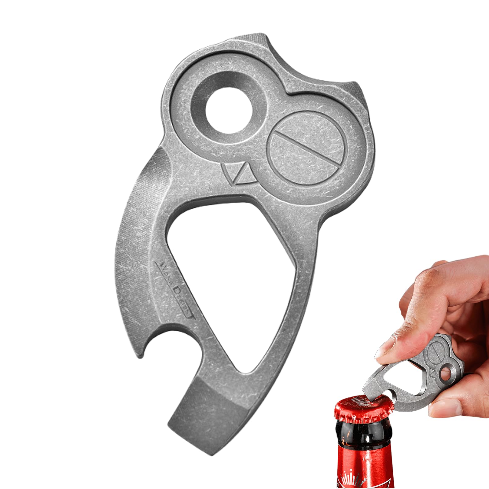 EDC Pry Bar,Titanium Bottle Opener Keychain, Multitool Mini Pry Bar, Companion for Everyday Carry and Camping Accessories (Sandblasted model)