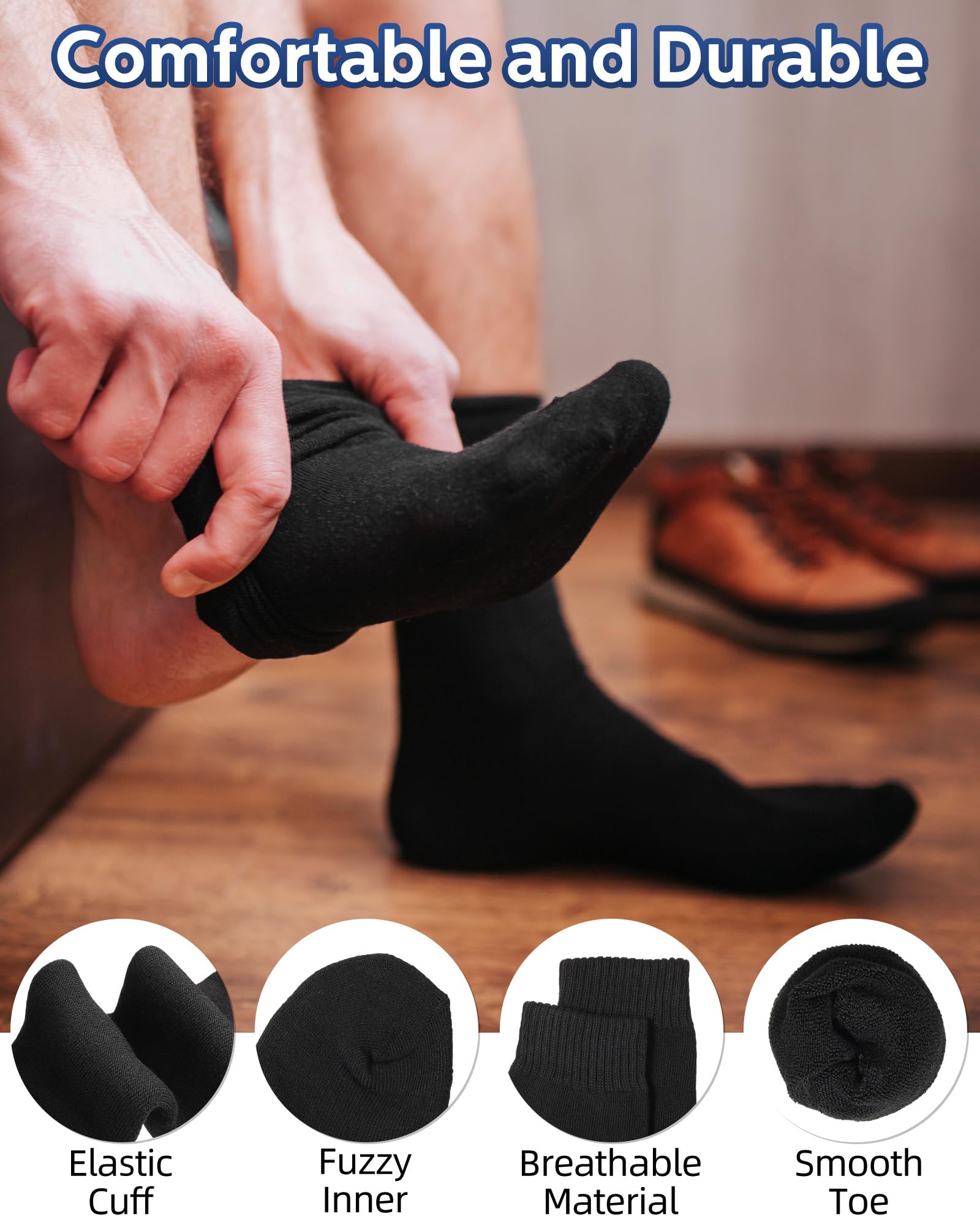 Toulite 60 pares de calcetines térmicos de invierno para hombre, cálidos, gruesos, acogedores, para invierno, senderismo, hombres y mujeres, cuidado sin hogar