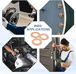 MECCANIXITY 6Pcs Flat Washer, M26 Copper Washers Copper Sealing Ring Crush Washer Kit Assortment, 26mm ID, 32mm OD, 2mm Thick for Bolts Screws Machinery Repair