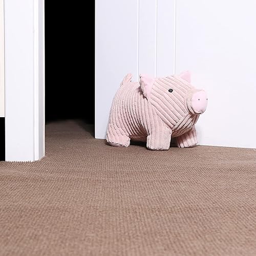 Miniatura 8 de Lindo tope de puerta decorativo para el hogar y la oficina, topes de puerta de piso, protectores de pared pesados de tela con peso animal, cerdo rosa