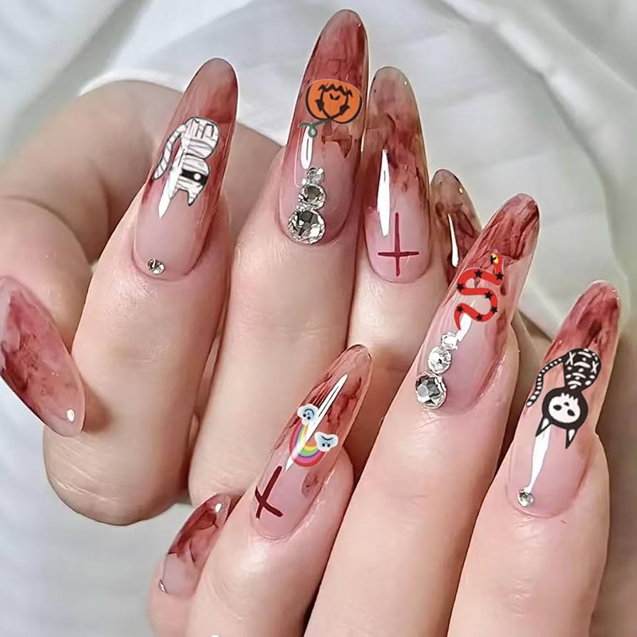 Amazon.co.jp: ハロウィン ネイルシール 12枚セット 3D スカル おばけ