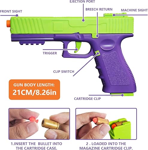 Miniatura 3 de Pistola de juguete, pistolas de juguete con expulsión de concha, pistolas de juguete mecánicas automáticas para niños, caja de regalo de pistola de