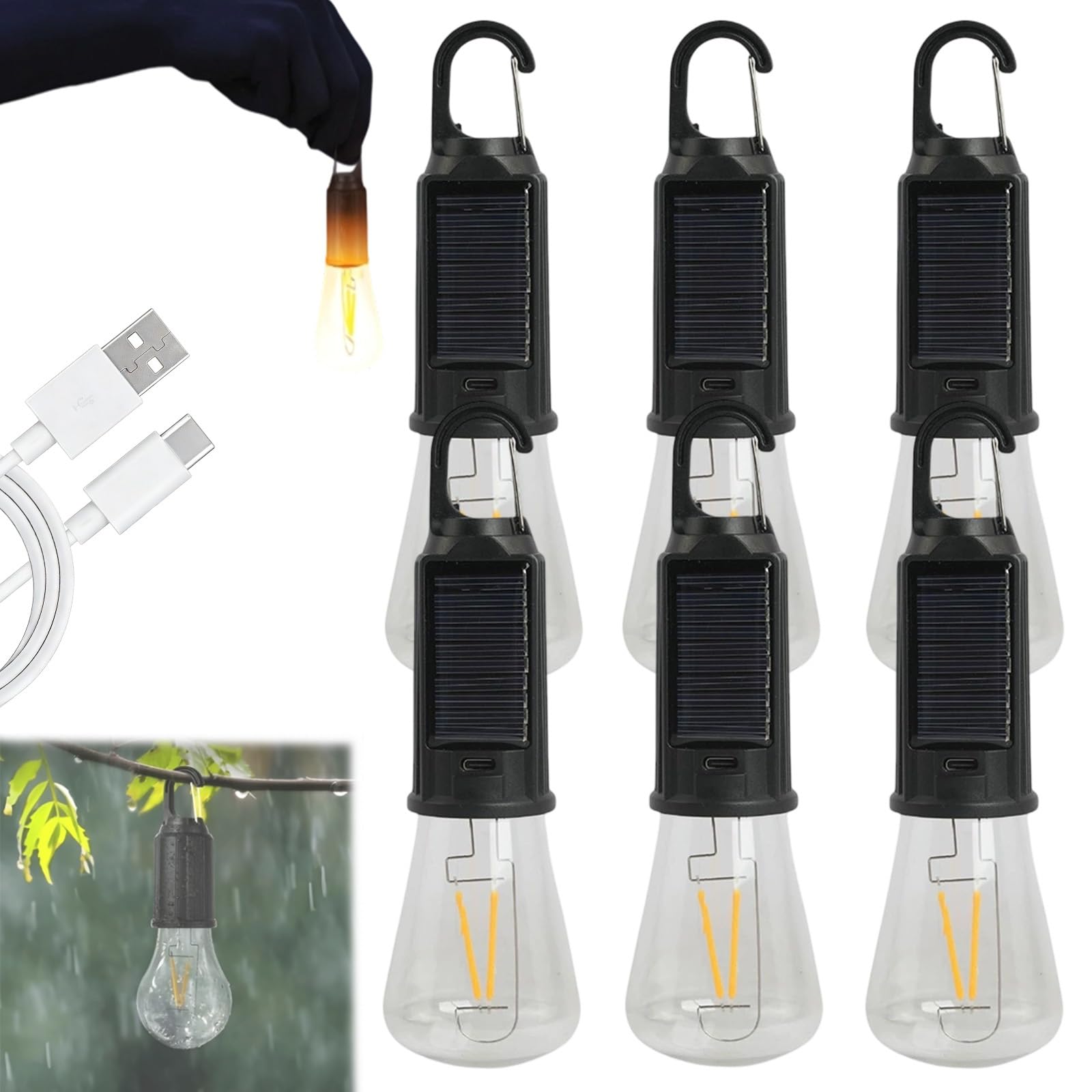Wireless Rechargeable Light Bulbs, 2026 New Rechargeable Light Bulb Outdoor, LED Camping Lamp with 4 Brightness Modes, IP65 Waterproof, Perfect for Home, Travel & Power Outages(H,Sonnenenergie)