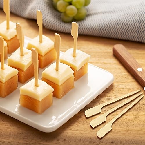 Miniatura 5 de Chengu 500 pinchos de bambú de 3.5 pulgadas, palillos de dientes de madera para cóctel, palillos de bambú para aperitivos de alimentos, brochetas de