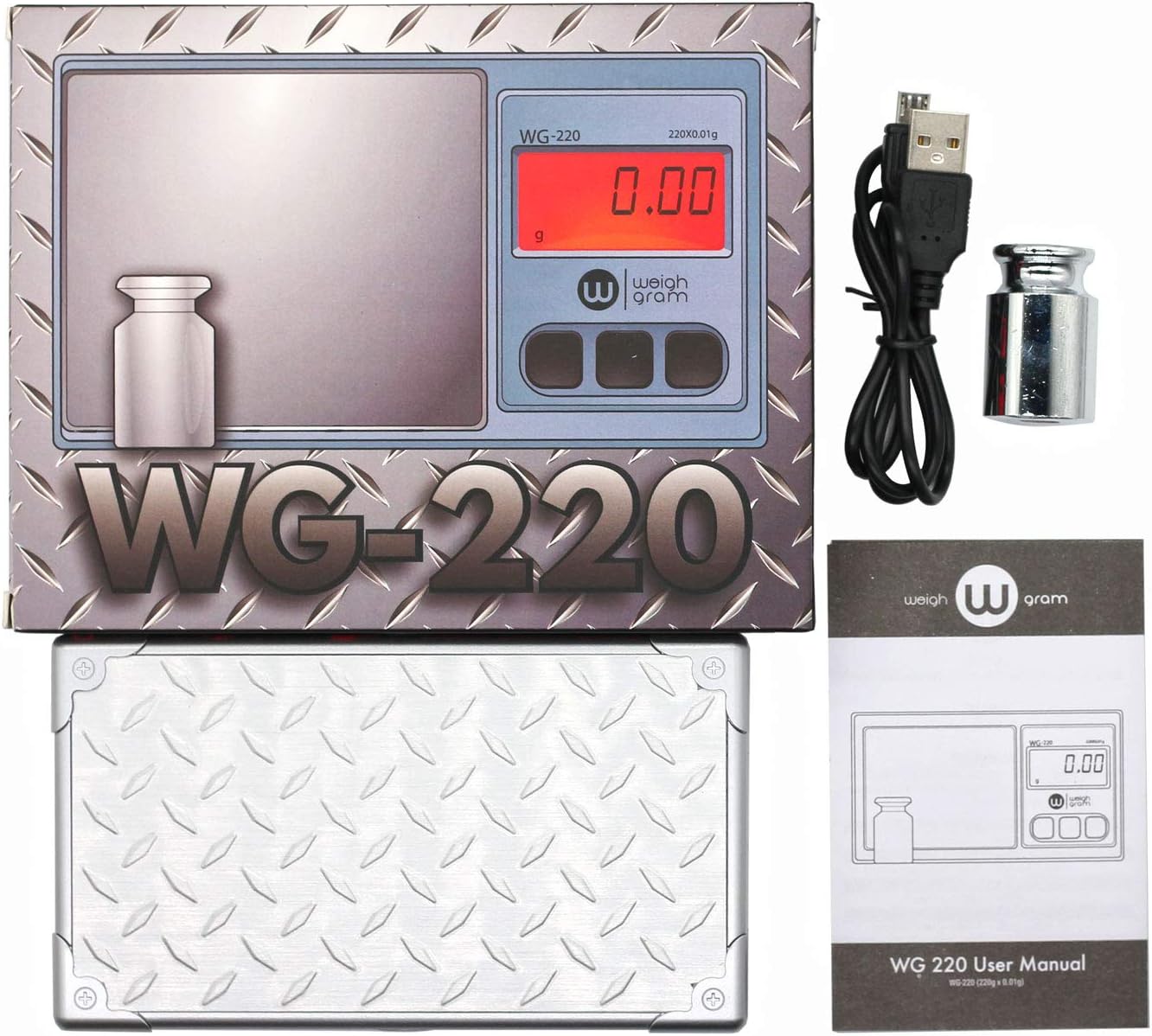 Gram Scale 220g/ 0.01g, Digital Pocket Scale 100g calibration weight,Mini Jewelry Scale, Kitchen Scale,6 Units Conversion, Tare & LCD Display, Auto Off, Rechargeable Battery: Home & Kitchen