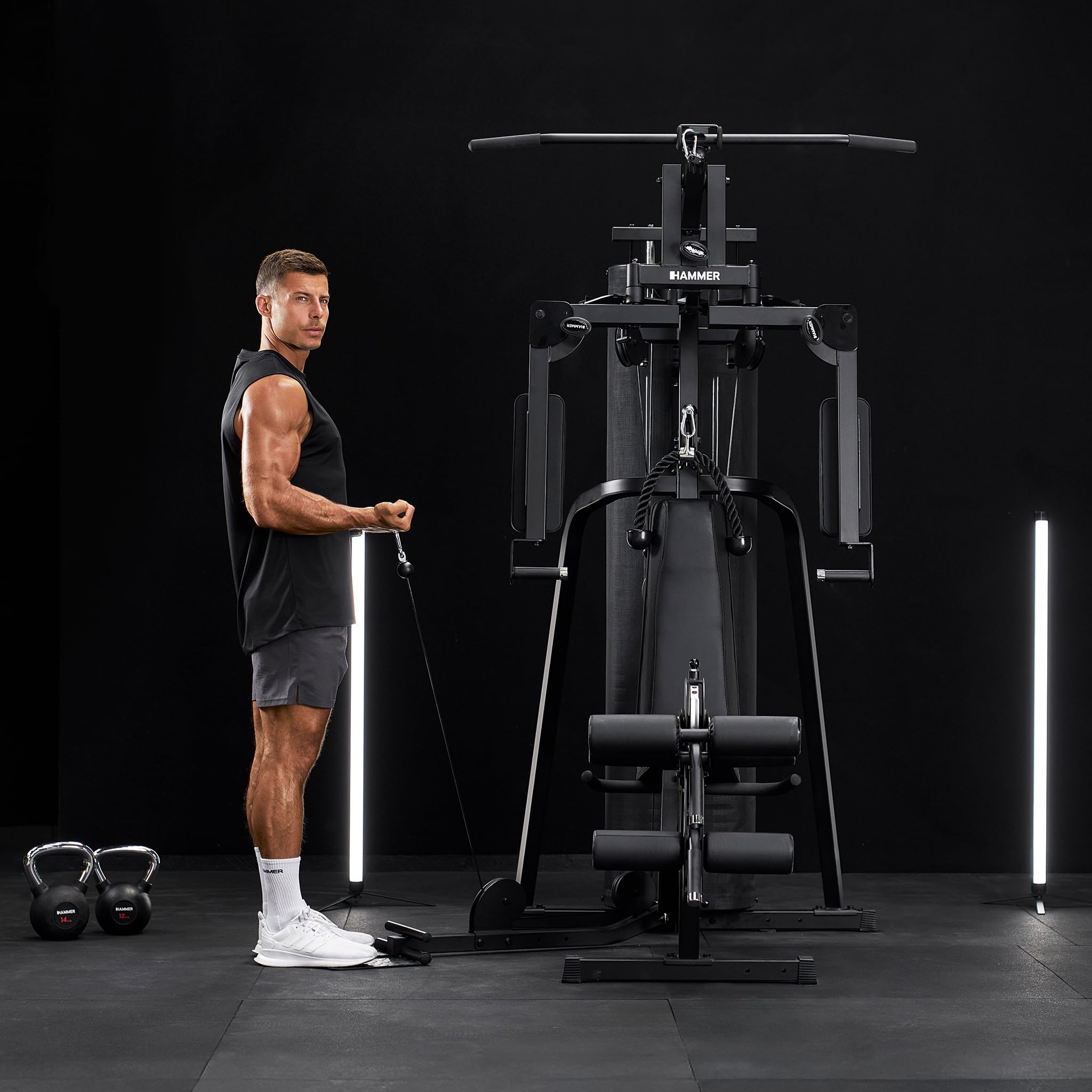 HAMMER Finnlo Kraftstation Autark 1500, Multigym, inkl. Zubehör, Fitnessstation für Zuhause, über 30 Übungen Trainingsstation Kraftstation für Zuhause