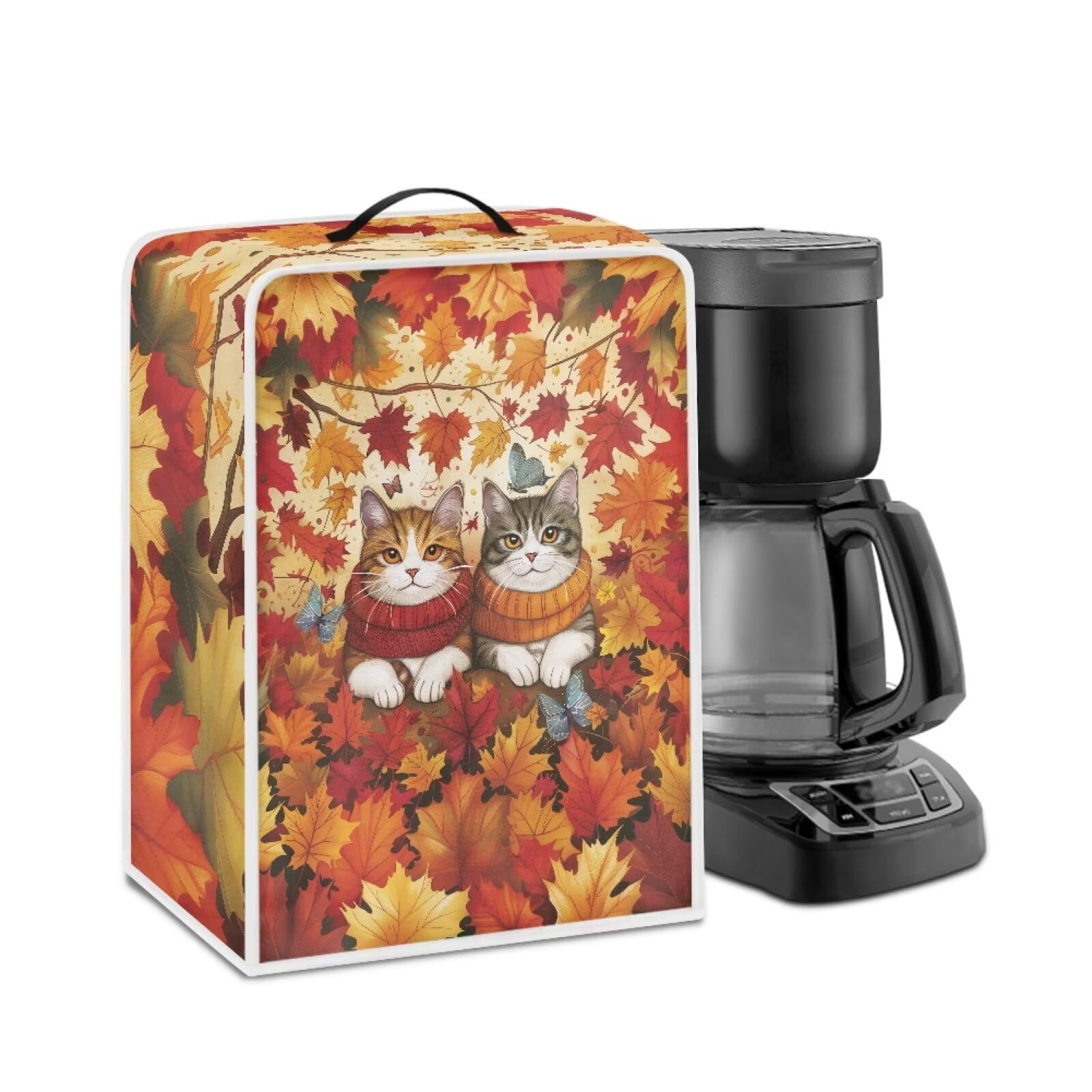 Maple Cats House Coffee Maker Cover Lightweight Coffee Pot Cover Kitchen Appliance Case Durable Reusable Small Appliance Dust Covers Fall Thanksgiving Decor
