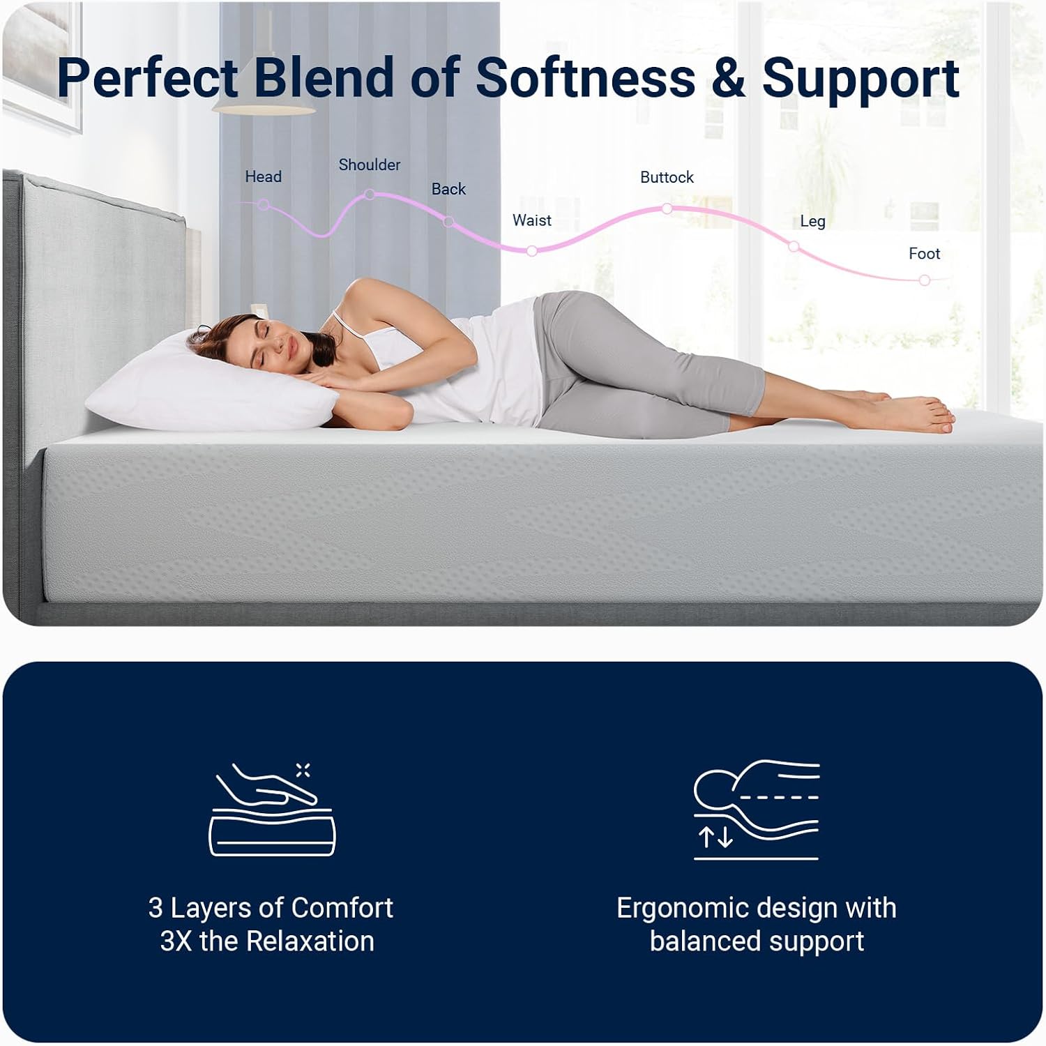 Avenco Queen Size Mattress, 14 Inch Queen Mattresses with Gel Memory Foam for Cool Night & Pressure Relief, Bed Mattress in a Box Medium Plush Feel Colchones with Motion Isolating - Image 3