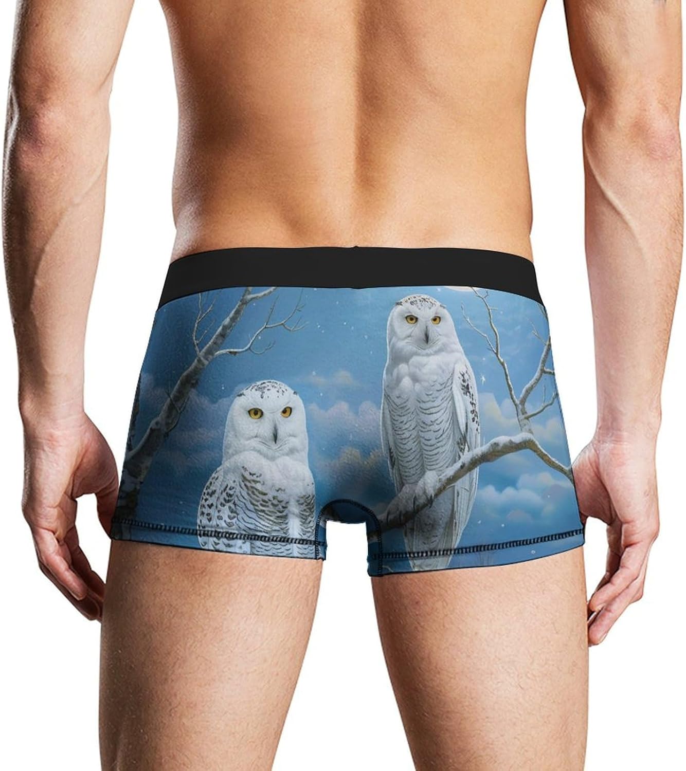 Snowy Wolf Full Moon Novelty Men's Trunks Soft Breathable Underwear Patterned Stretch Briefs