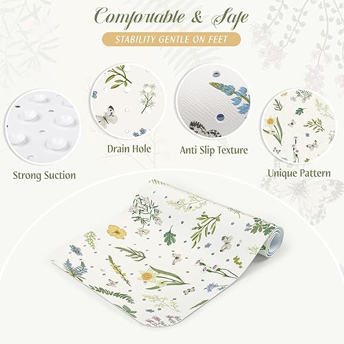 Miniatura 3 de SHUCHING Alfombra de baño para adultos antideslizante de 40 x 16 pulgadas, tapete de baño extra largo antideslizante, tapete de ducha para baño sin