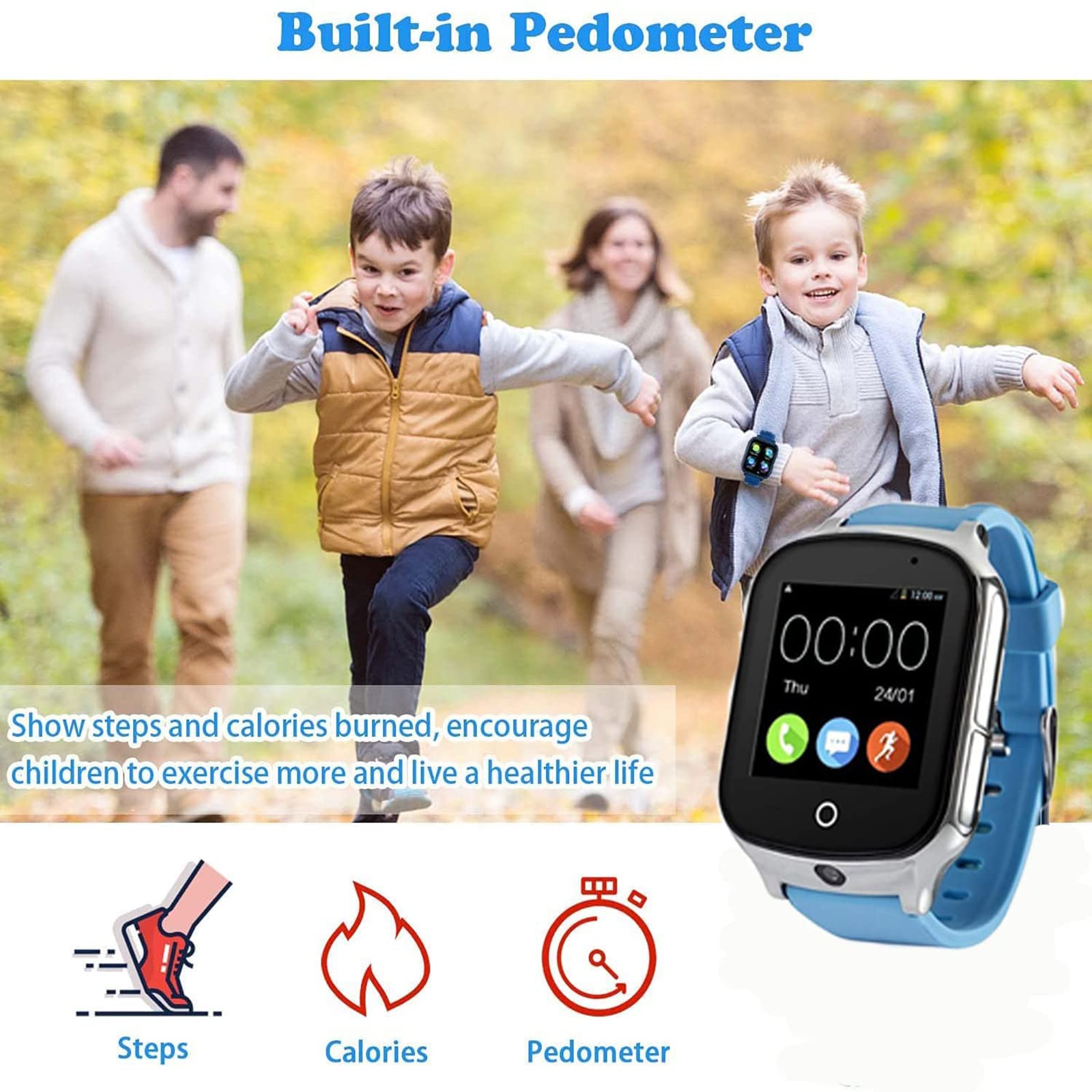 GPS Smartwatch for Elderly Multiple Function GPS Tracker Real time Tracking SOS Phone Call Touch