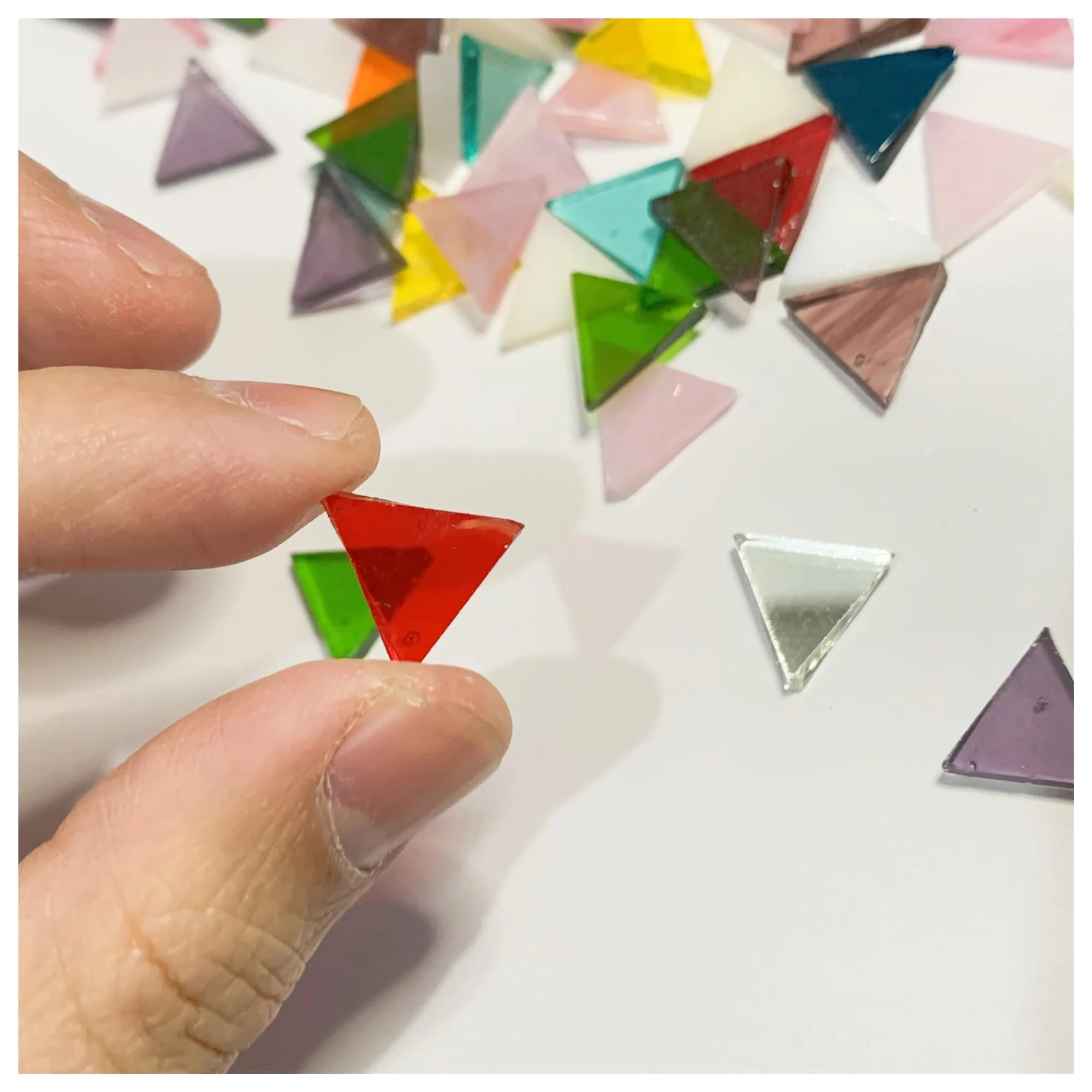 Tessere di mosaico in vetro, Mosaico triangolare in vetro fatto a mano, piastrelle fai da te, multicolore, 1,4 cm, confezione 50(Color2)