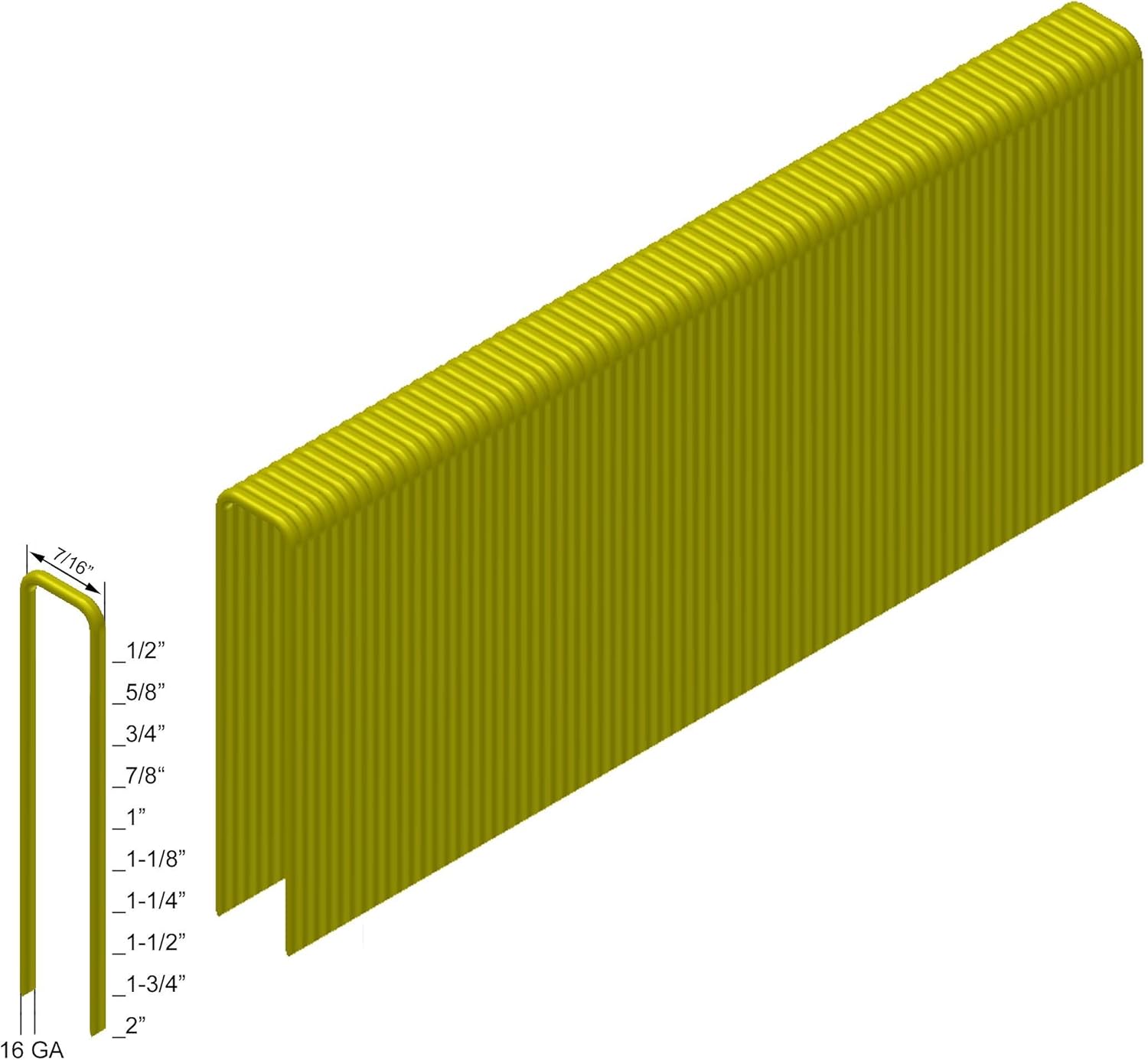 16GA Construction Staple 7/16" Crown x 1-1/2" Length Senco Type N Style 10000-Pack (PREBENA L38)