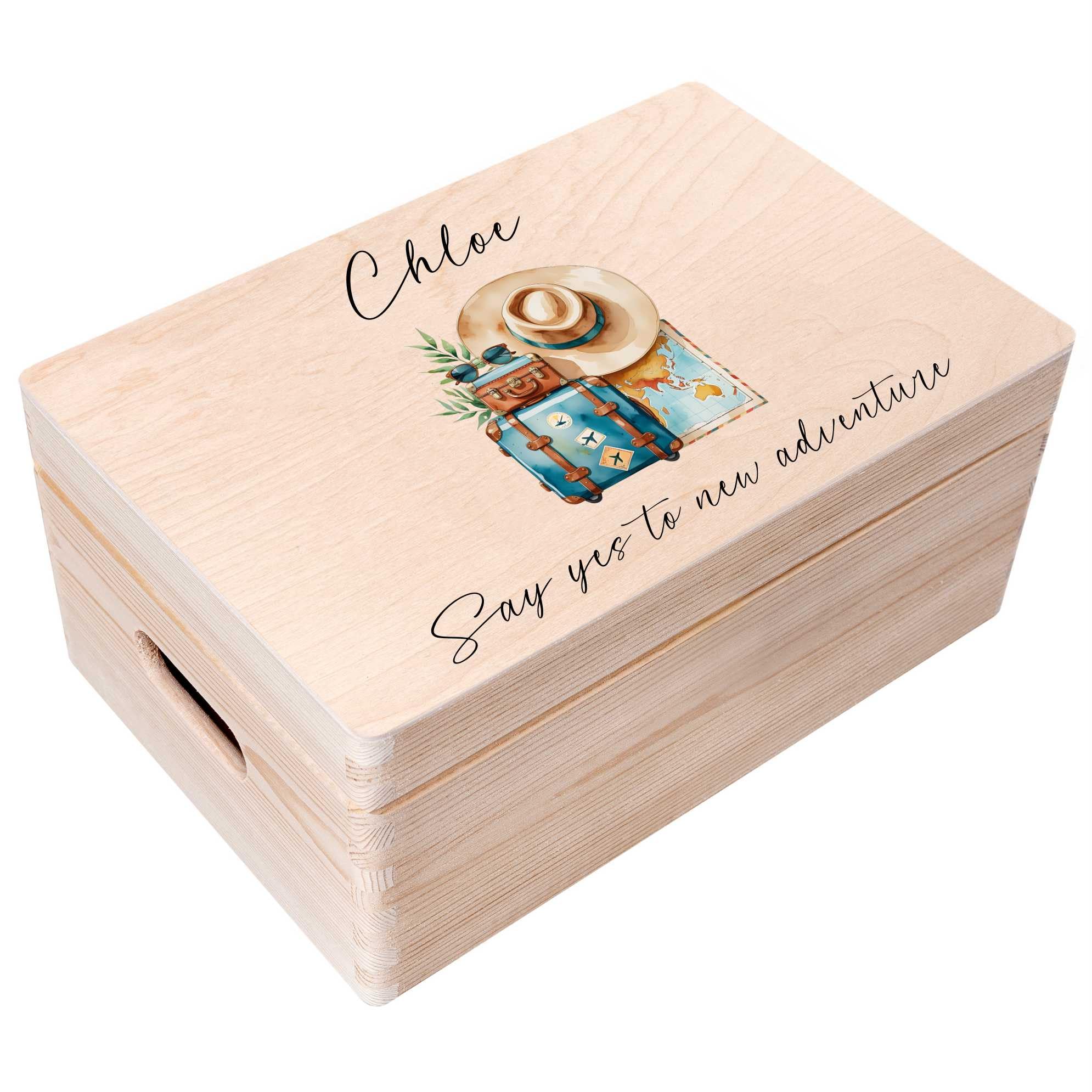Creative Deco Personalised Travel Storage Box Journey | Custom Keepsake Boxes | Customised Wooden with Hinged Lid
