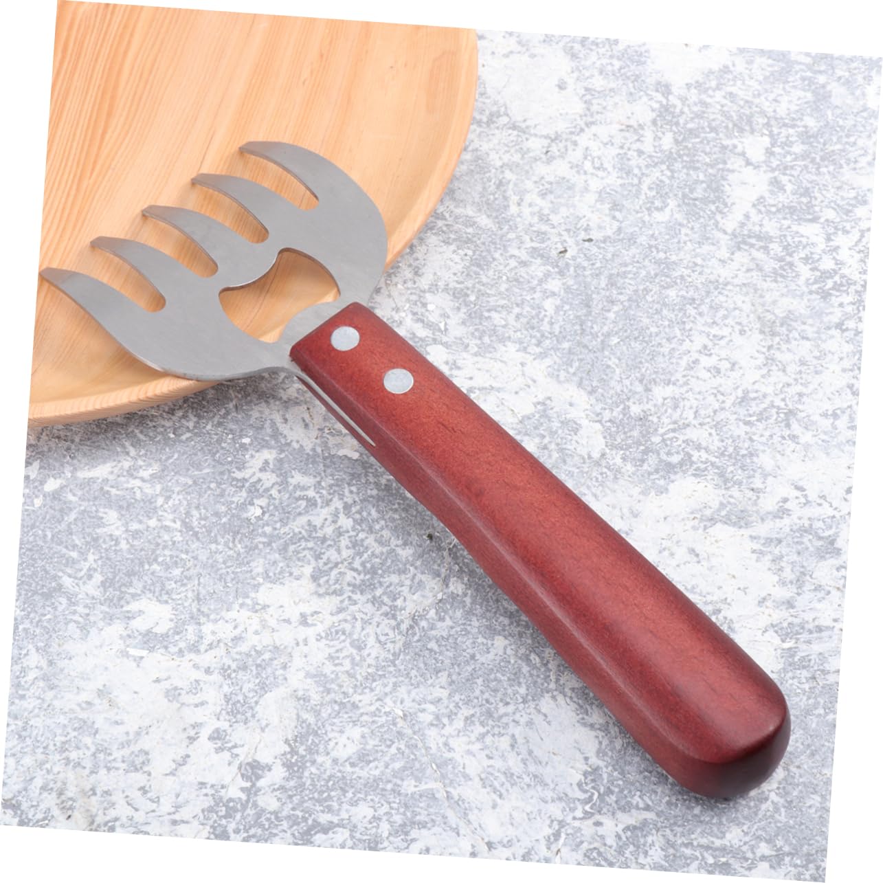 VANZACK Meat Chopper Tool BBQ Meat Divider Fork Metal Shredder Claws for Pork Beef Chicken Grilling Utensils with Long Wooden Handle