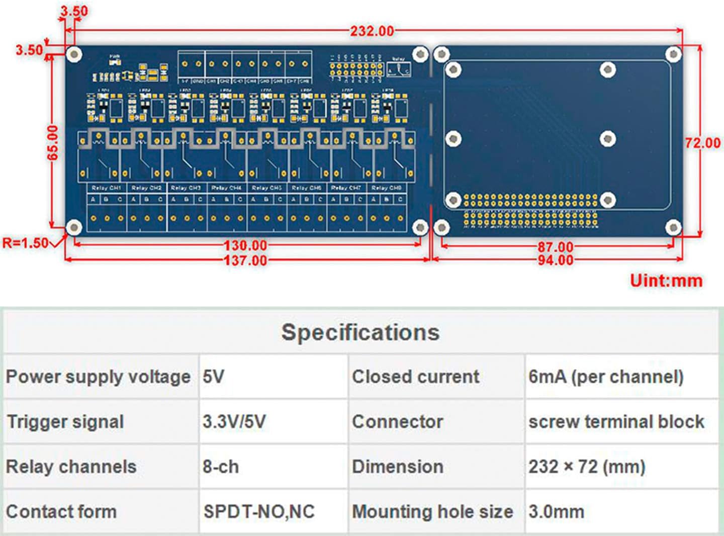 Limited Stock 8 Channel Relay Module Board for Raspberry Pi 4B/3B+/3B/2B/A+/B+/Zero,Jetson Nano 8-CH Relays Loads up to 5A 250V AC or 5A 30V DC