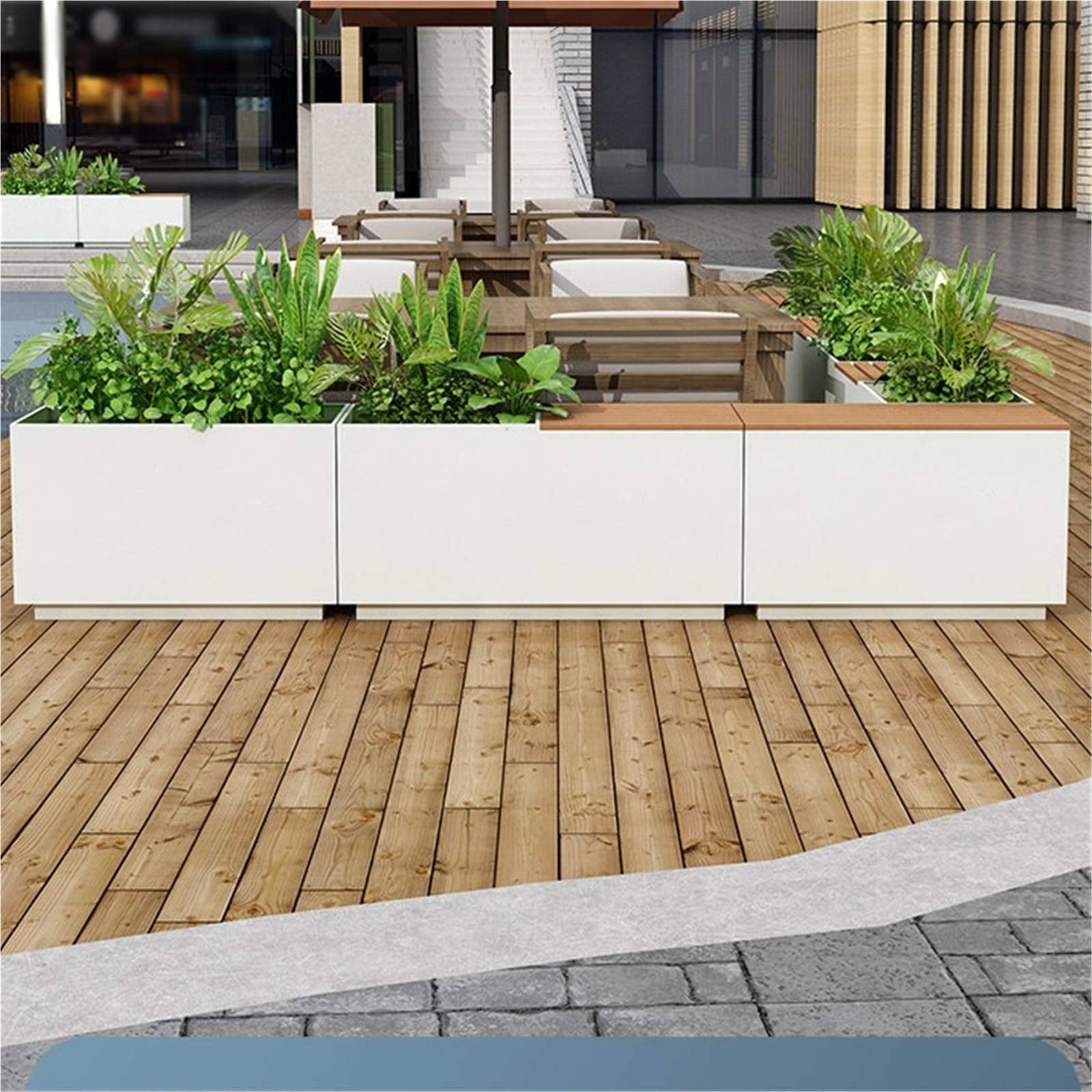 Al Aire Libre Macetero con Asiento Integrado y combinación de Banco for macetero Caja de Flores