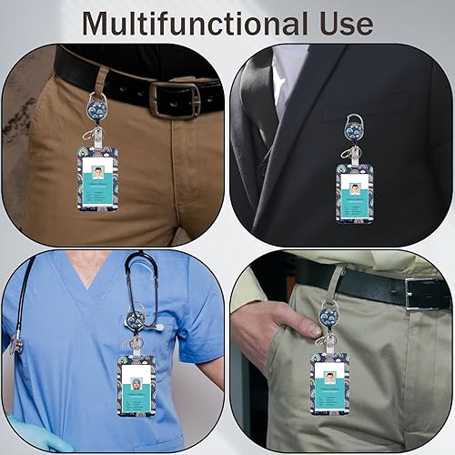 Miniatura 5 de Soporte para tarjetas de identificación con cordón retráctil, mosquetón giratorio de 360, carrete de insignia de moda, resistente con clip de