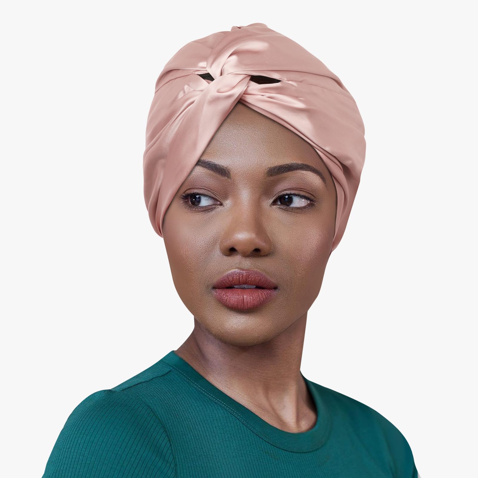 SILKTALE 100% Mulberry Silk Bonnet for Sleeping Sleep Cap for Women/Men,Double Layer 19 Momme Grade 6a Turban for Curly Hair Pink - Image 3