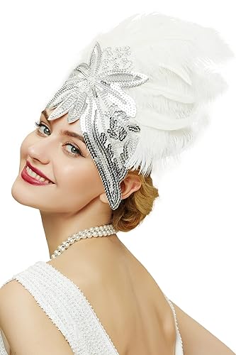Miniatura 1 de BABEYOND Diadema de plumas de carnaval para mujer diadema de concurso de plumas de los años 20