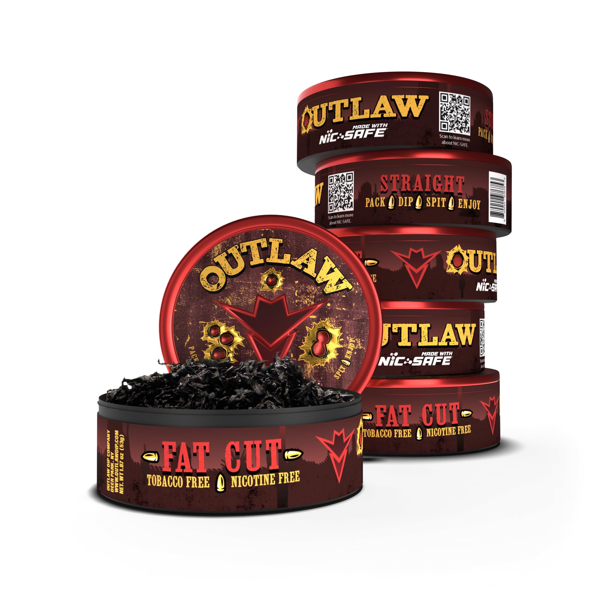 Outlaw Straight NiC-Safe™ Fat Cut - 6 Pack - Tobacco Free & Nicotine Free Chew