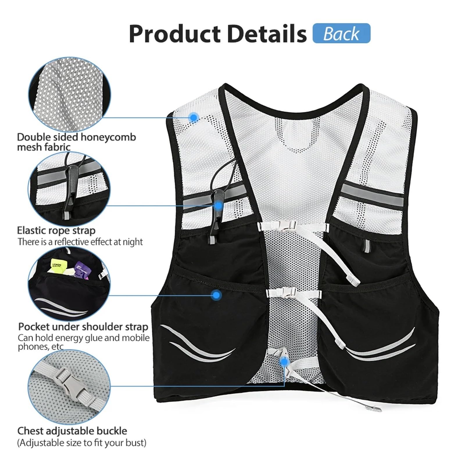 Gilet di idratazione per corsa e ciclismo, zaino da trail running per uomo e donna, ideale per maratone e gare, comoda soluzione di idratazione durante l'esercizio fisico