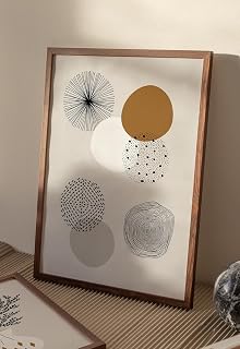 海报 海报框 艺术海报 A4 北欧 时尚 室内装饰 木 花 植物 圈 带框架 (A4尺寸海报 +木框) 032