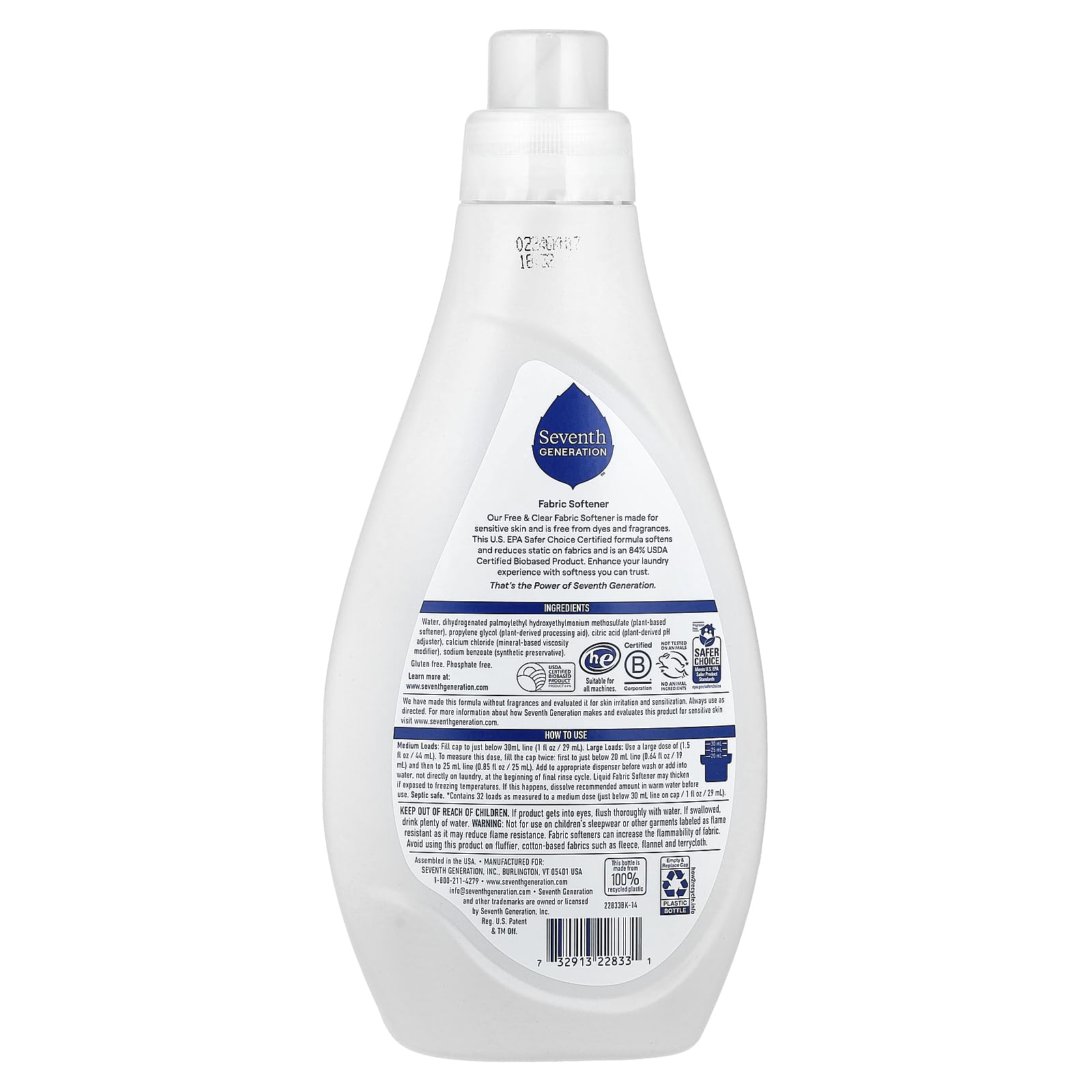 Séptima generación Suavizante, 32 onza líquida, pack de 2, embalaje puede variar, 2