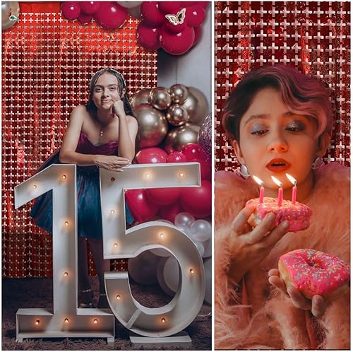 Vista 92 de Cortina cuadrada de oropel para fiesta, 5 cortinas de flecos de papel de aluminio con purpurina, decoración de fiesta, fondo negro para cabina