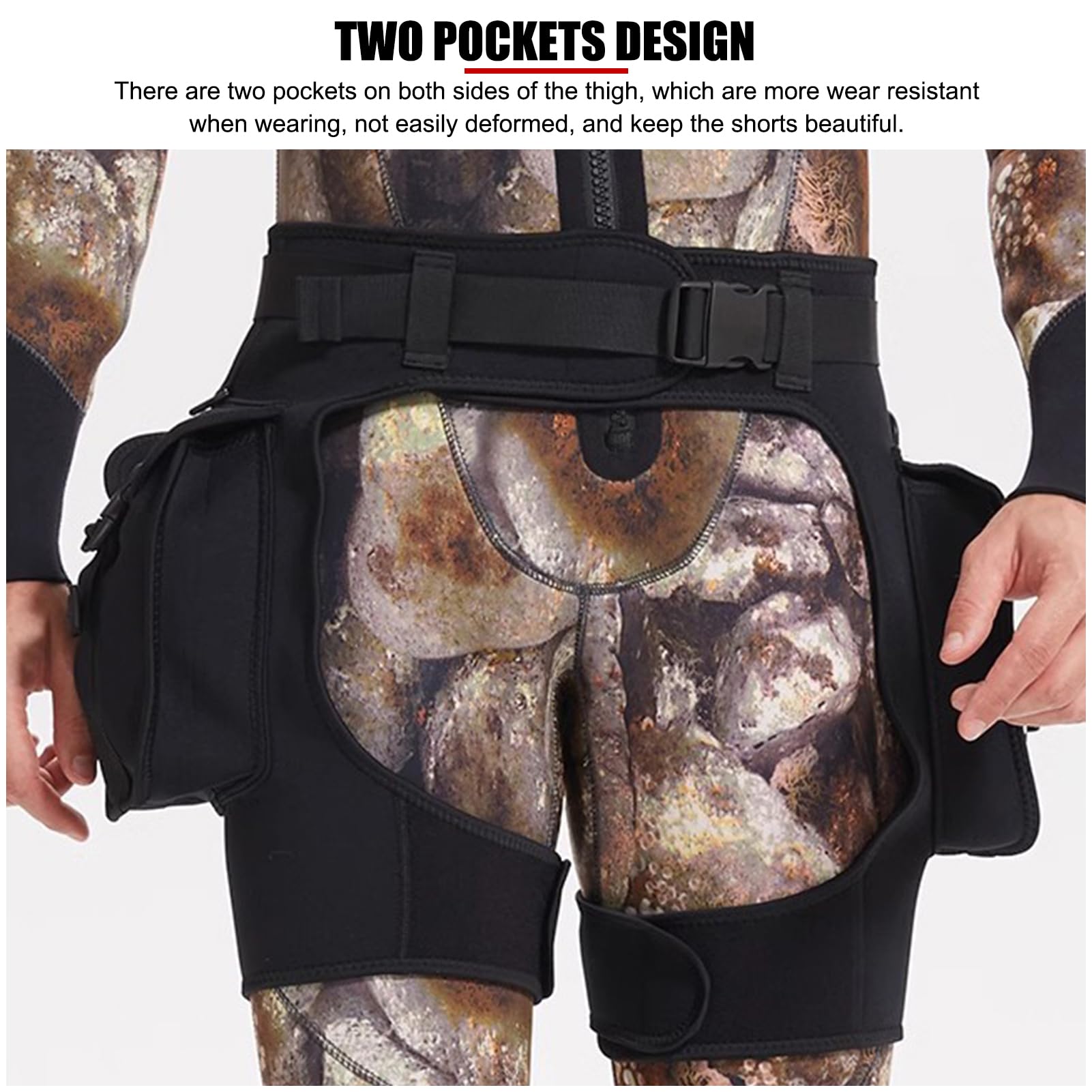 Pantalones Traje Neopreno para Hombre, Pantalones Cortos técnicos Buceo Neopreno 2,5 mm, Secado rápido, con Dos Bolsillos Laterales Grandes y Cintura Ajustable para Buceo técnico(Medium)