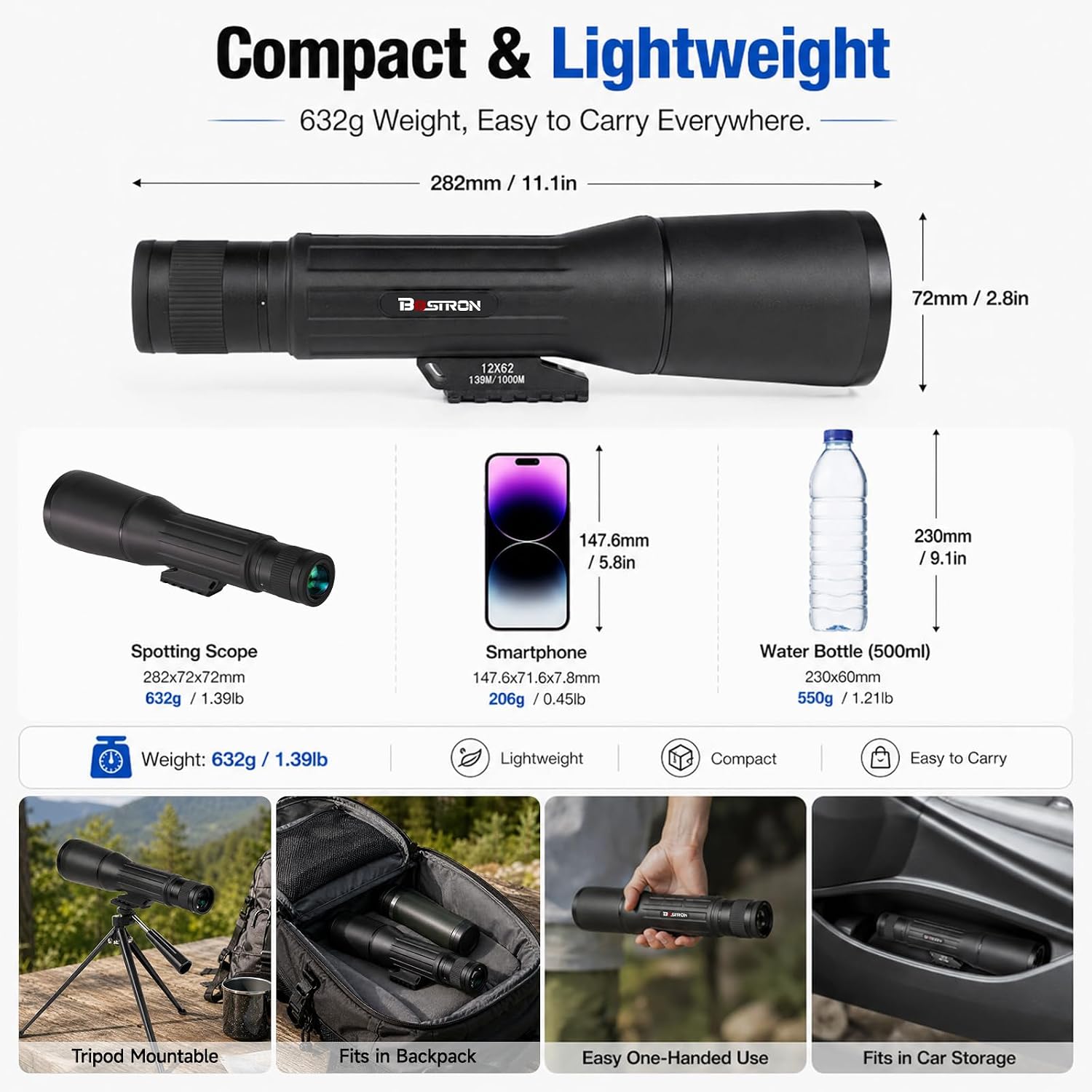 Monocular Telescope 12X62 HD High Power with Tripod Suitable for Bird Watching Hunting Hiking Camping Wildlife