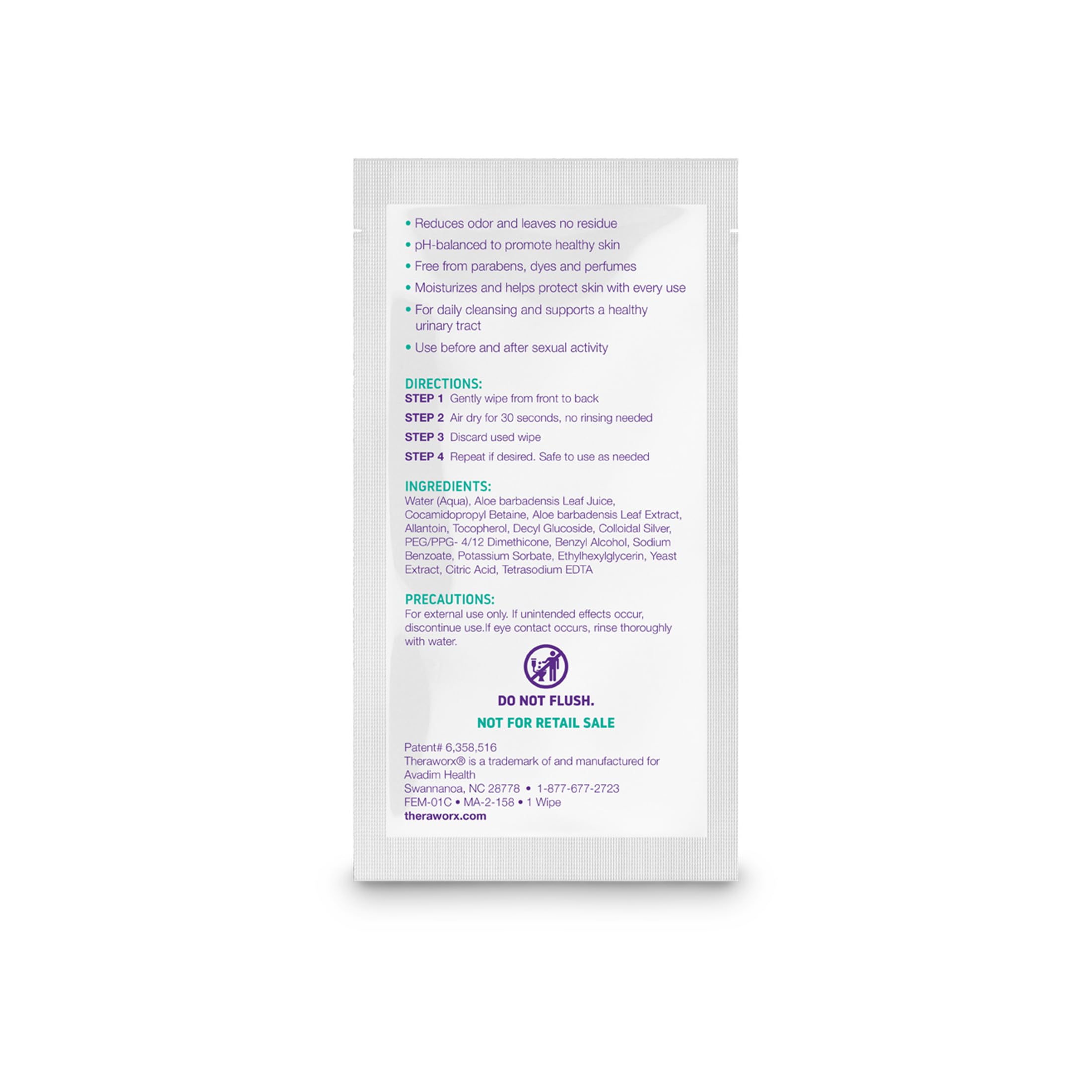 Theraworx Harmony Gentle Daily Cleansing Feminine Wipes Fragrance Free, Reduces Odor, Individually Wrapped, Travel Size – 15 Count