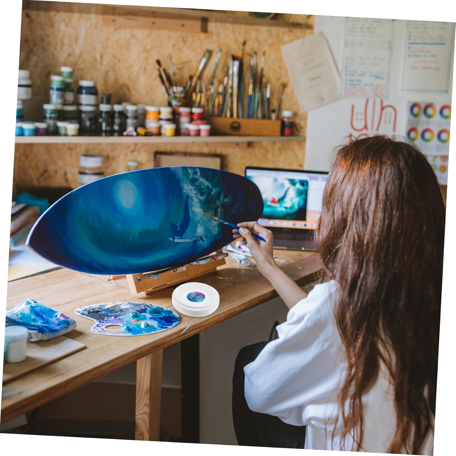 DOITOOL Porcelain Mixing Palette Watercolor Pigment Tray Ceramic Mixing Tray Eco-Friendly for Chinese Ink Painting Art Supplies